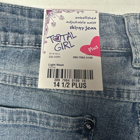 Total Girl Jeans Girls 14 1/2 Straight Leg Adjustable Waist Stretch‎ Cheetah - Picture 6 of 10